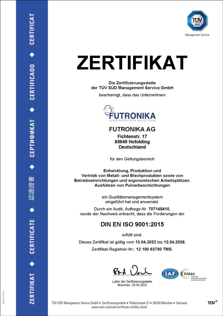 zertifikat 9001 futronika 23 26